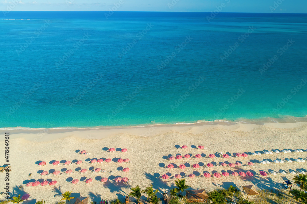 Turks and Caicos Drone View of Beach and Bay Turks and Caicos Drone View of Beach and Bay