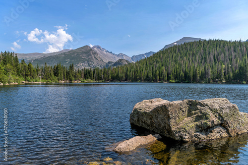 Bear Lake - A panoramic view of Bear Lake on a bright sunny Summer day. Rocky Mountain National Park, Colorado, USA.