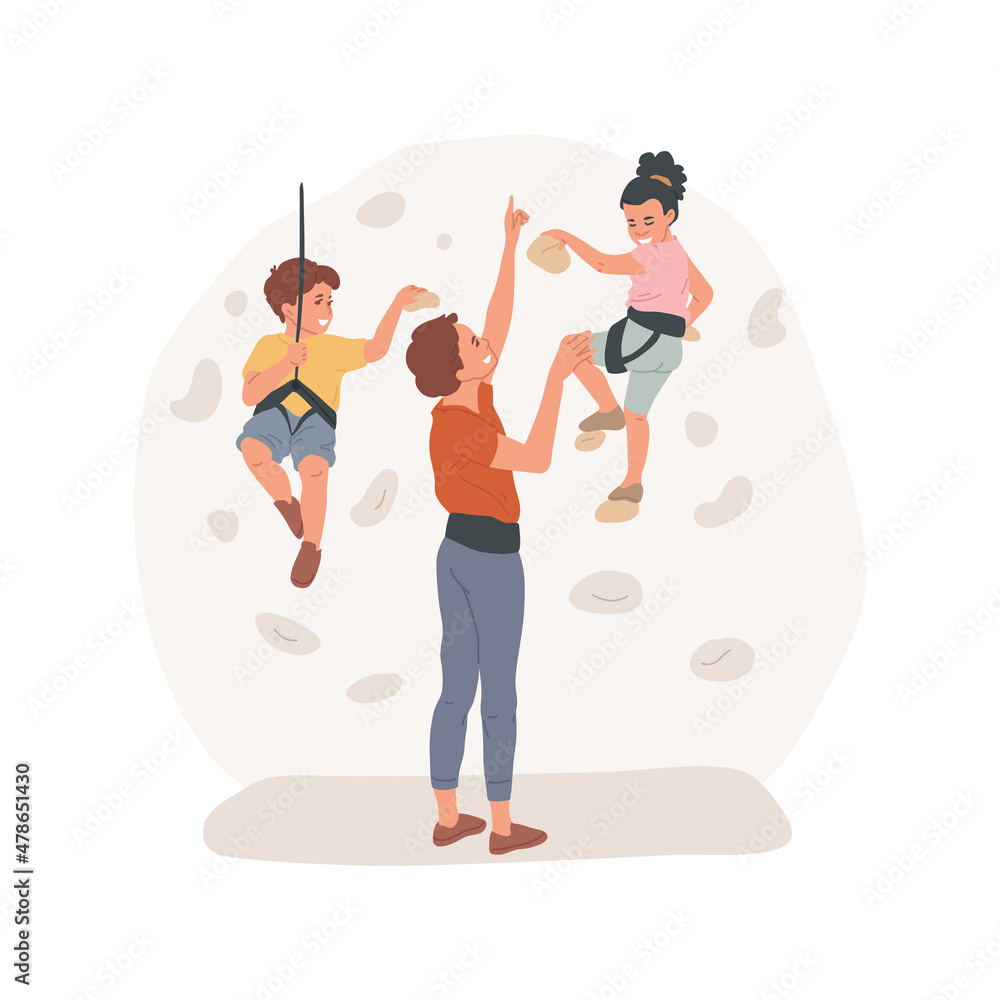 Rock climbing wall isolated cartoon vector illustration. Indoor climbing  wall for children, play room, diy gym equipment, family leisure time, kid  grabbing colorful rocks cartoon vector. Stock Vector | Adobe Stock