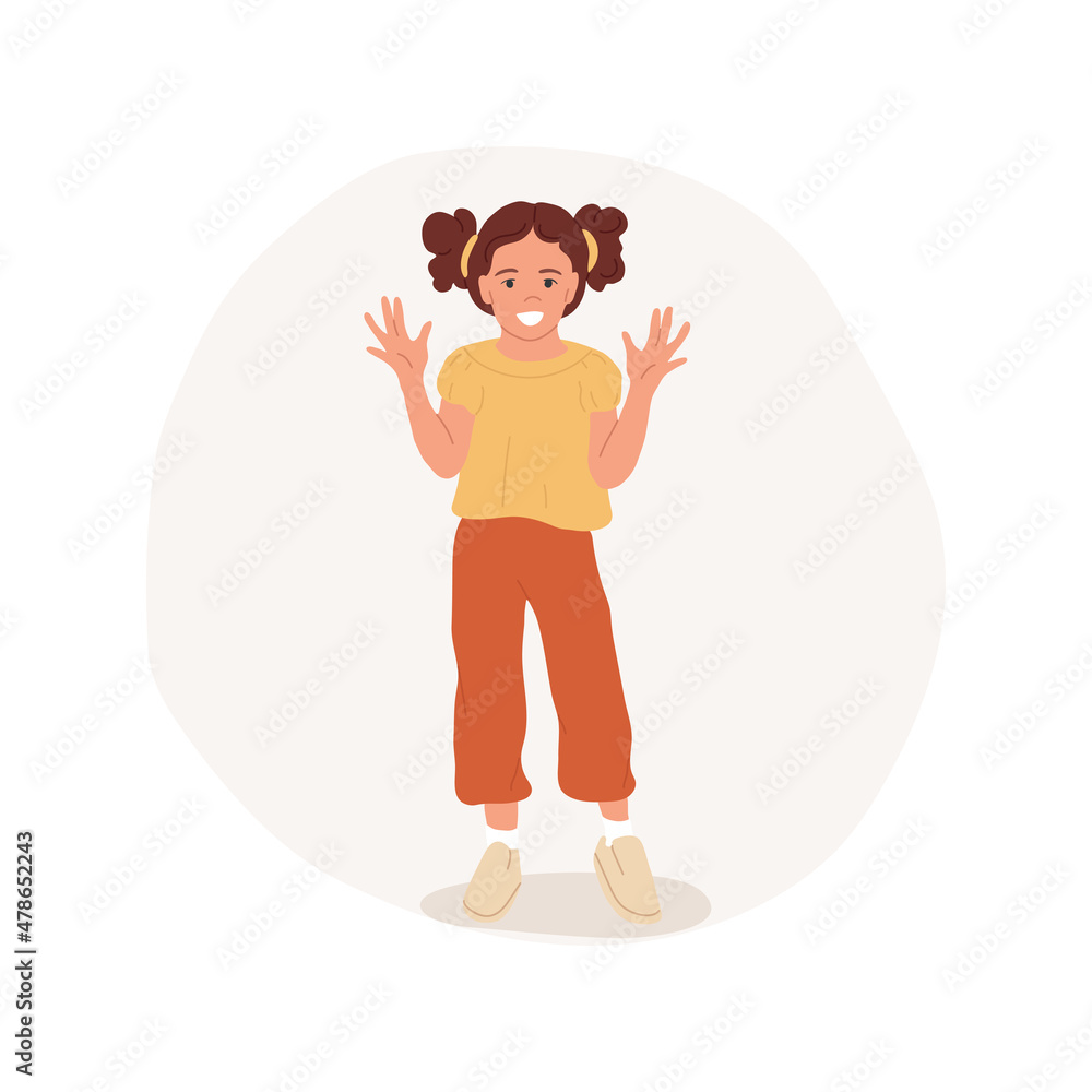 Surprise isolated cartoon vector illustration. Surprised girl with big eyes feeling happiness, shocked kid, people psychology, socio-emotional development, astonished state cartoon vector.