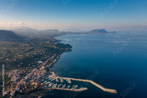San Nicola I Arena Marina and Village Sicily Italy © Overflightstock