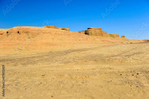 Karamay world ghost city  wind erosion landform. In Junggar basin  Karamay  Xinjiang  China