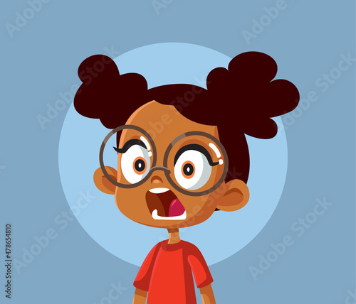Shocked Panicked Little Girl Vector Cartoon Illustration