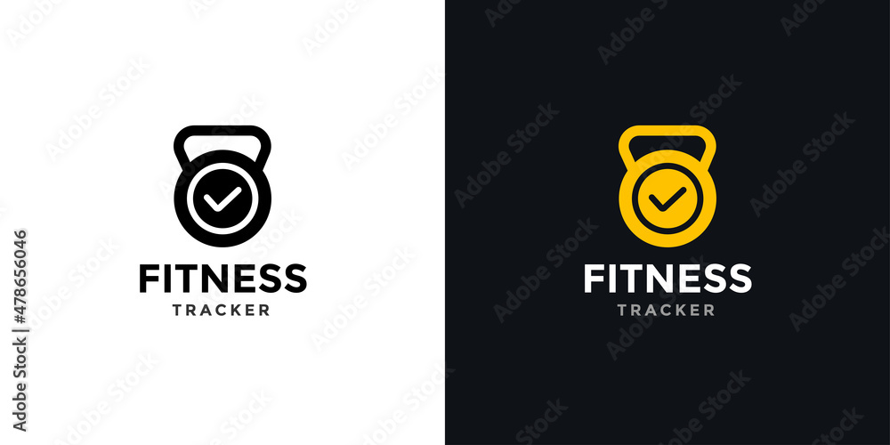 Modern Fitness Logo With Time Tracker And Kettlebell Icon For Fitness Club Stock Vector Adobe Stock