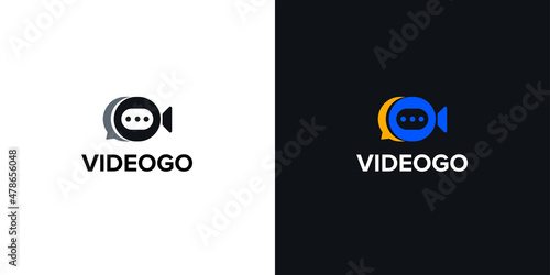 video call conference logo with the bubble chat. video steraming. video symbol icon perfect for logo app v2