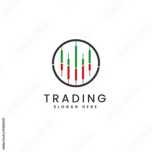 trading logo, finance and business logo, with candlestick chart logo design template