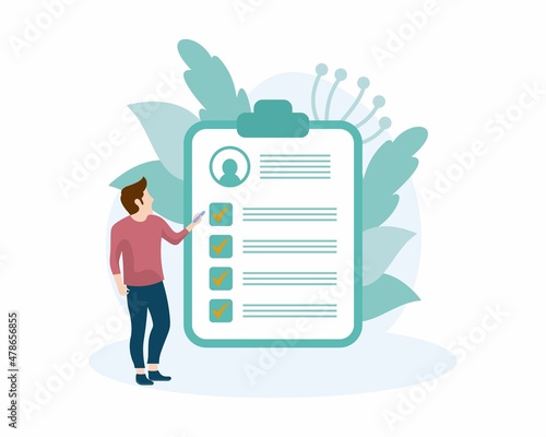 vector illustration. application form for employment. people select a resume for a job