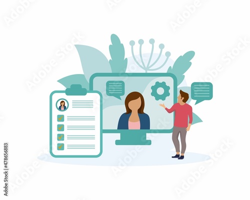 Online interview Isolated flat vector illustration