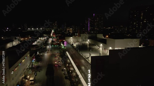 Wallpaper Mural Miami night traffic below, parkade rooftop exercise class above Torontodigital.ca
