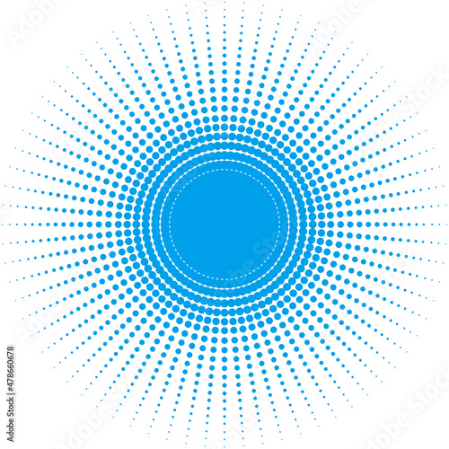 ジオメトリック 円形のドットのグラデーション ハーフトーンスクリーンパターンの背景イラスト ポジ Radiation background