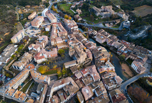 Aerial view of Estella-Lizarra medieval town in Navarre, Spain