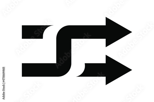 Arrows with intersection icon. Shuffle icon. Random symbol. Vector isolated on white background. EPS 10