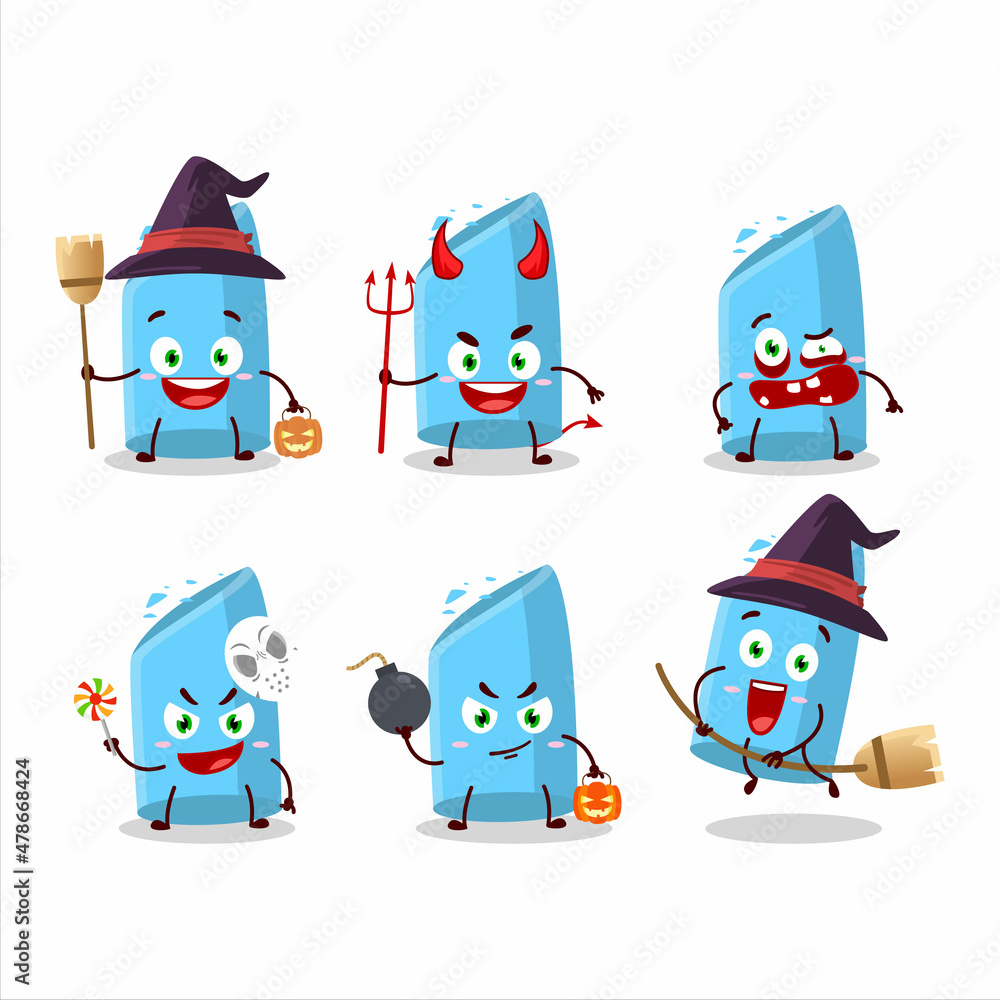 Halloween expression emoticons with cartoon character of blue chalk Halloween expression emoticons with cartoon character of blue chalk