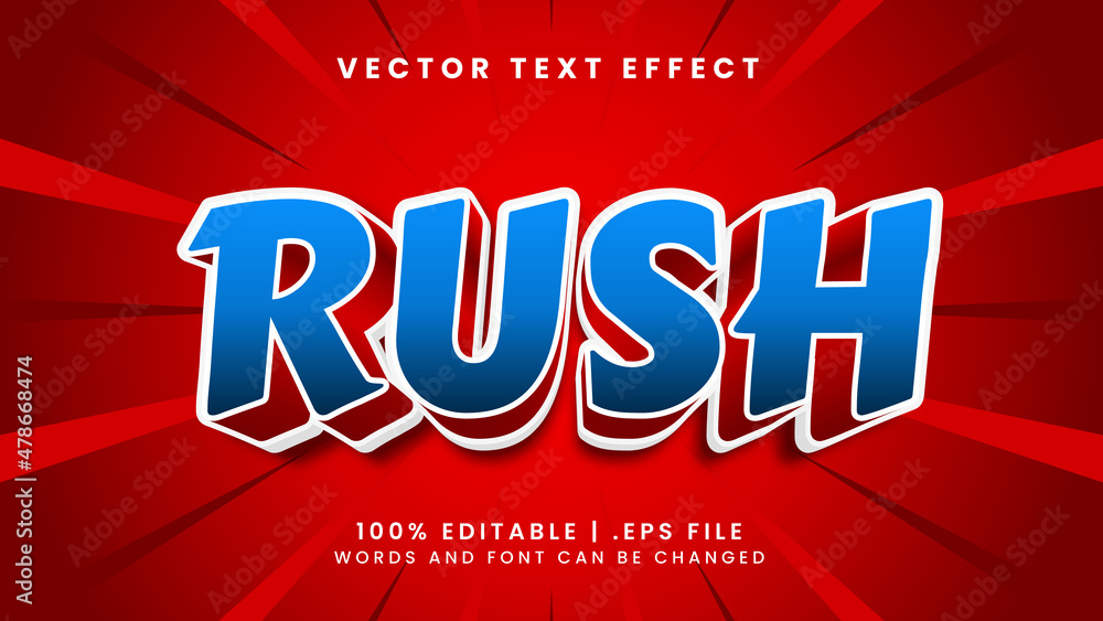Rush editable text effect with superhero and movie text style Rush editable text effect with superhero and movie text style