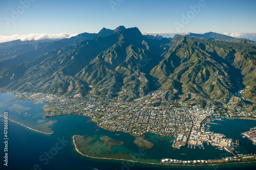 Tropical Islands of French Polynesia. Capital City Papeete on Tahiti