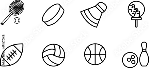 Set of sport icons in modern thin line style. High quality black outline acivity symbols for web site design and mobile apps..eps