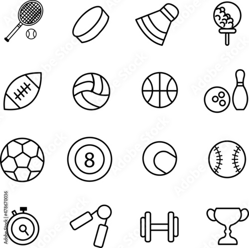  Set of sport icons in modern thin line style. High quality black outline acivity symbols for web site design and mobile apps.eps