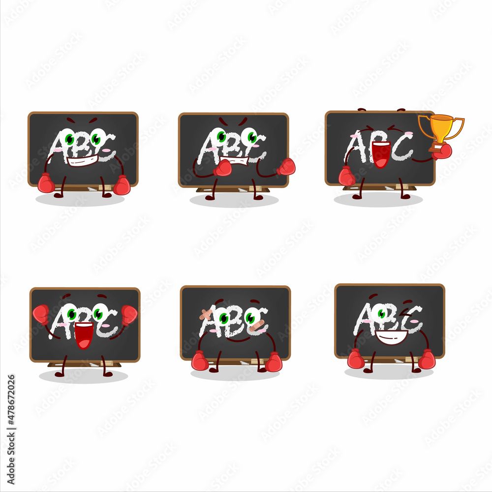Fototapeta premium A sporty chalkboard boxing athlete cartoon mascot design