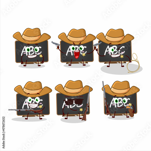 Cool cowboy chalkboard cartoon character with a cute hat