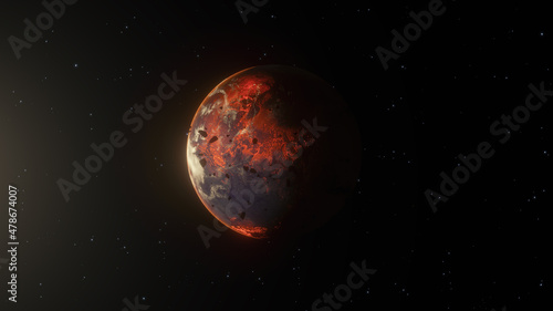 New Planet Formation In Solar System. Diverging between asteroids. 3D illustration