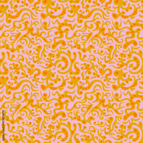 Vector seamless pattern. An ornament of stylized fantastic creatures. Design print for textile, fabric, wallpaper, background.