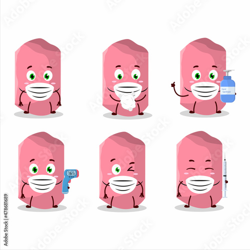 A picture of pink chalk cartoon design style keep staying healthy during a pandemic
