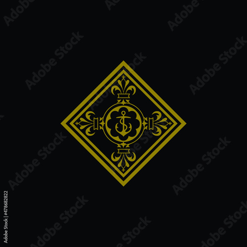 anchor medal vintage ornament logos logo logos  This logo is designed with the concept of an abstract sea anchor medallion with several combinations of luxurious ornaments as a tribute to fishing skil