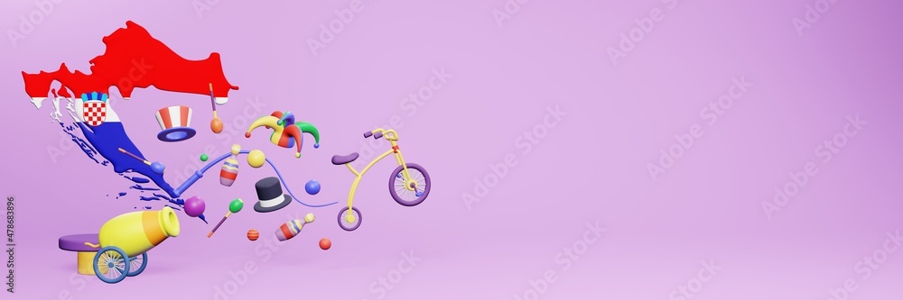 3d rendering of festivals and circus entertainment in Croatia for social media 3d rendering of festivals and circus entertainment in Croatia for social media