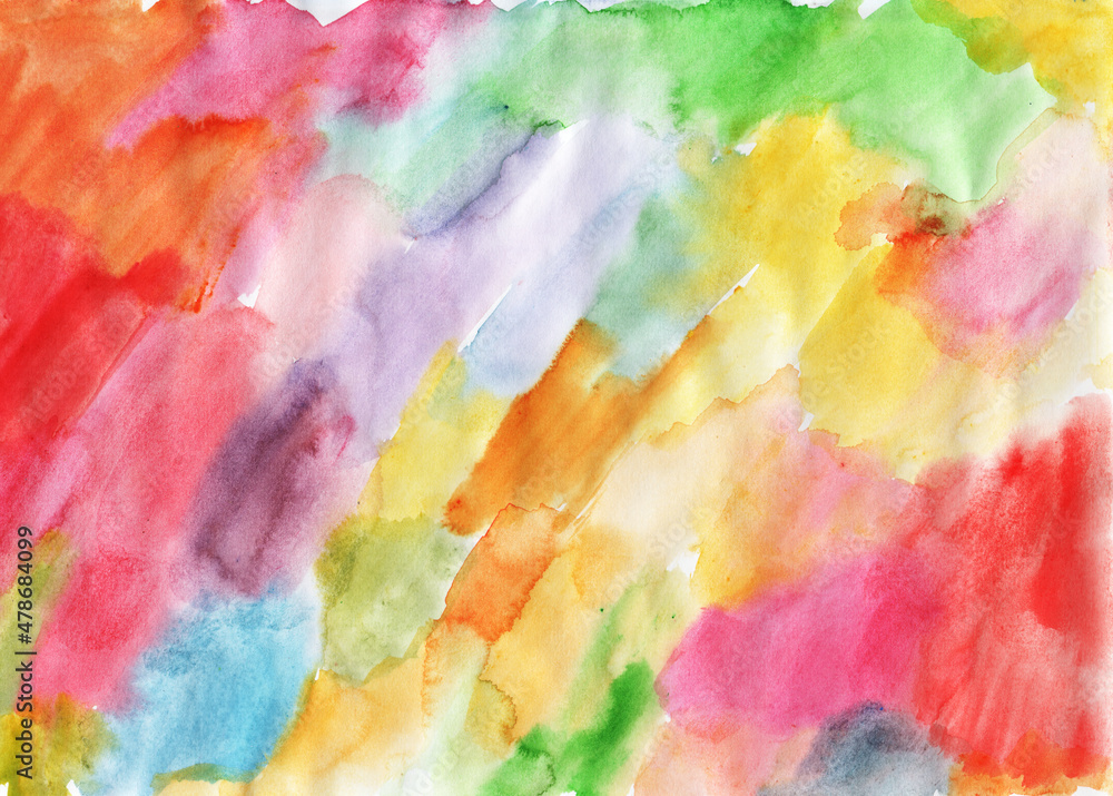 Watercolor colorful background, watercolor on paper, light and bright palette.
