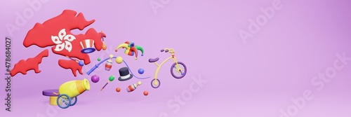 Photography 3d rendering of festivals and circus entertainment in Hongkong for social media