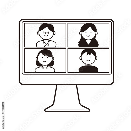 Illustration of a computer screen during an online meeting
