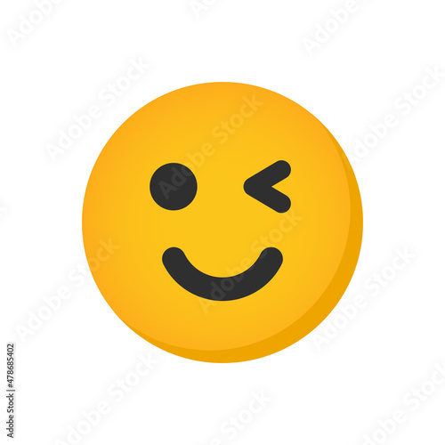 Winking emoji face icon. Happy and smiley emoticon vector illustration.