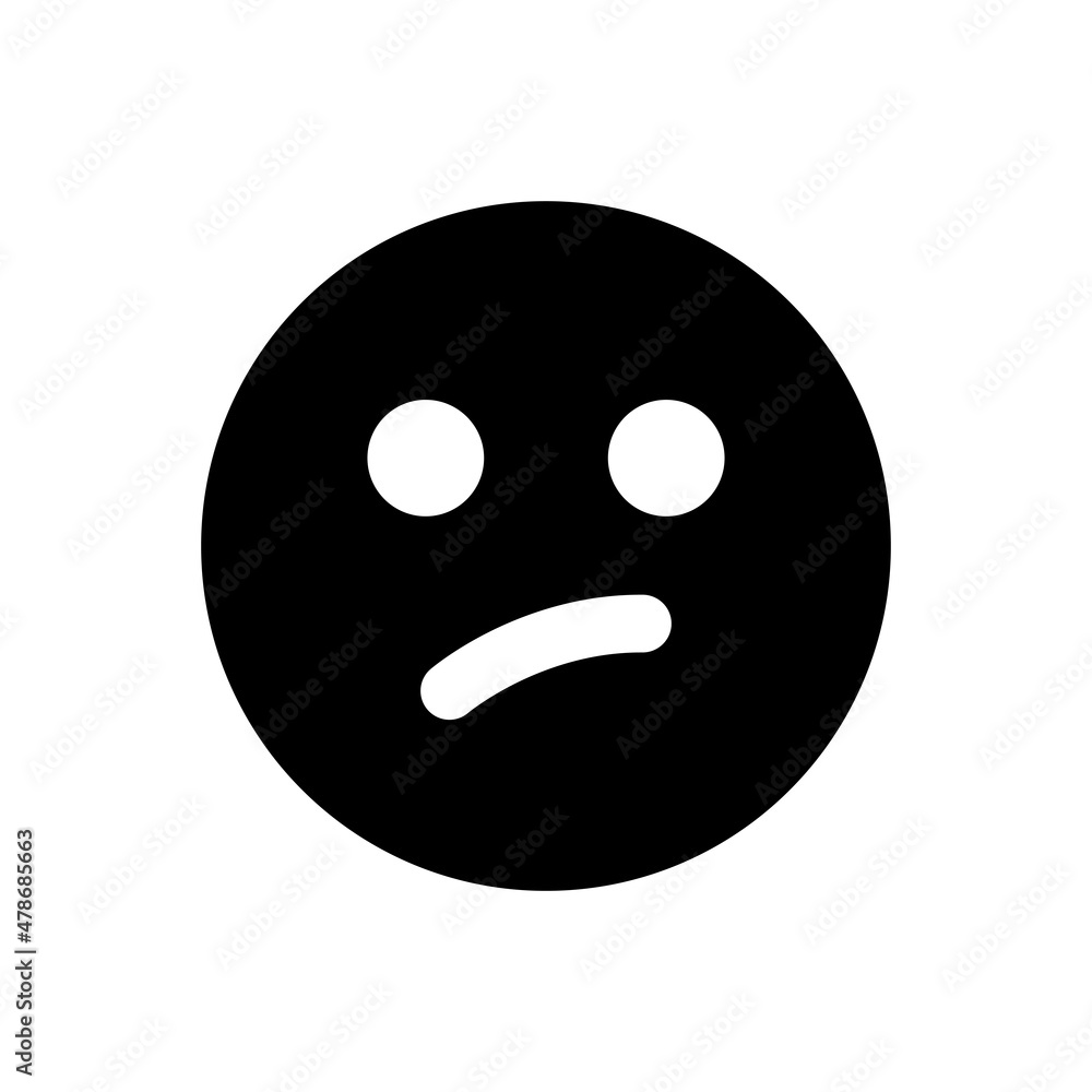Confused, worry or stressed emoji face icon isolated on white background. Confused, worry or stressed emoji face icon isolated on white background.