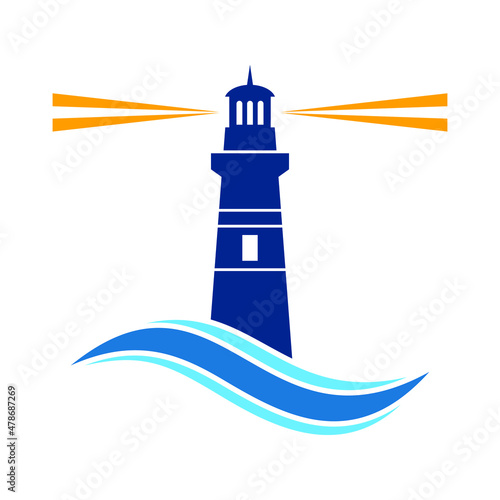 Lighthouse and wave Logo can be used for logo, icon, and others.