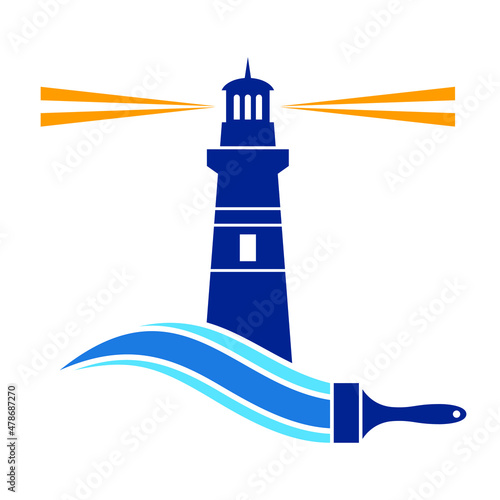Lighthouse and paint brush Logo can be used for logo, icon, and others.