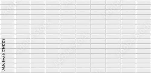 Subway tile pattern. Metro white ceramic bricks background. Vector realistic illustration.