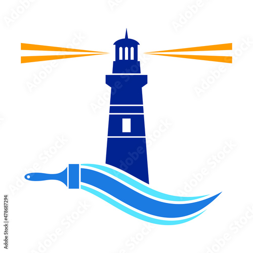 Lighthouse and paint brush Logo can be used for logo, icon, and others.