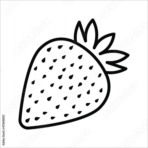 Garden strawberry fruit vector icon for food apps and websites on white background
