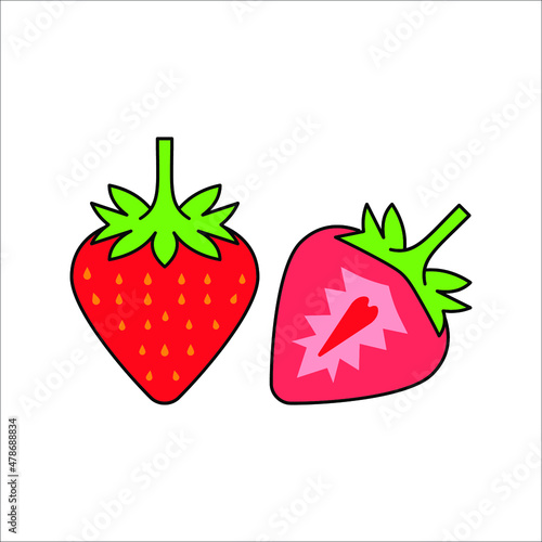 Garden strawberry fruit vector icon for food apps and websites on white background