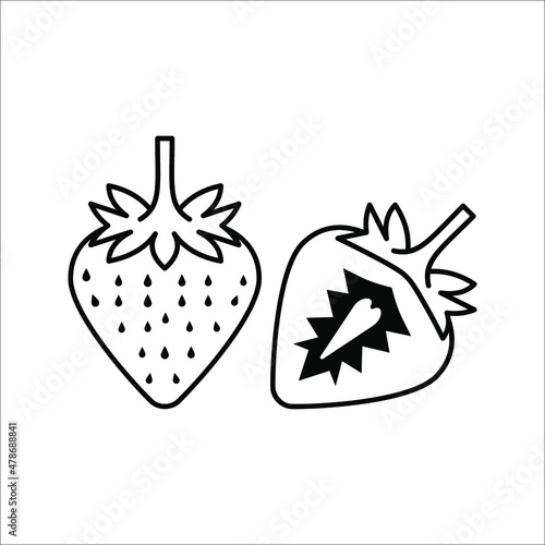 Garden strawberry fruit vector icon for food apps and websites on white background