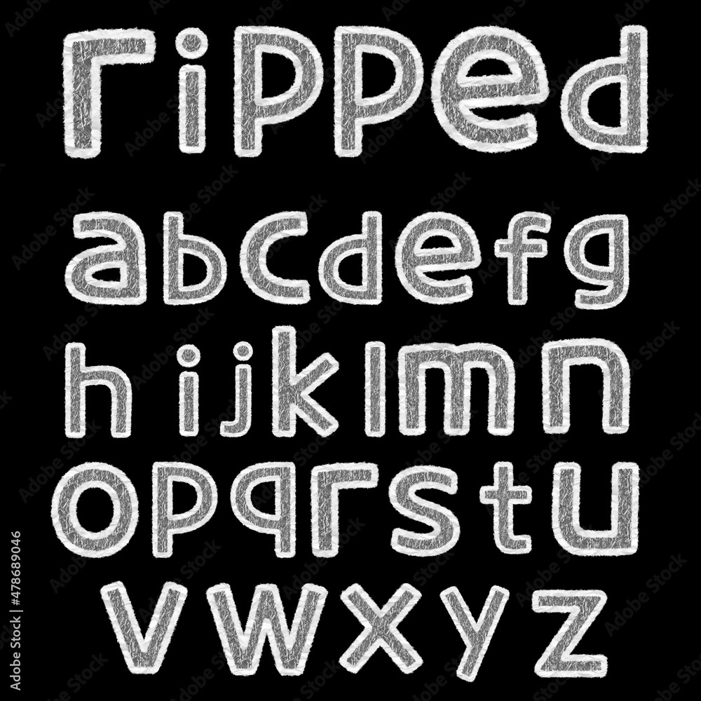 Rippe paper alphabet with aluminium foil style Rippe paper alphabet with aluminium foil style