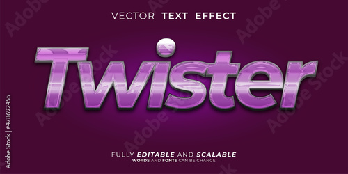 Twister text effect, Editable three dimension text style