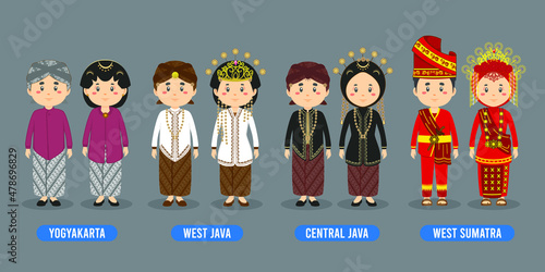 Character in Different Indonesian Traditional Costumes