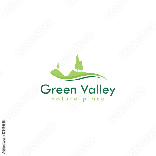 Green Valley logo concept vector. Mountain valley logo template