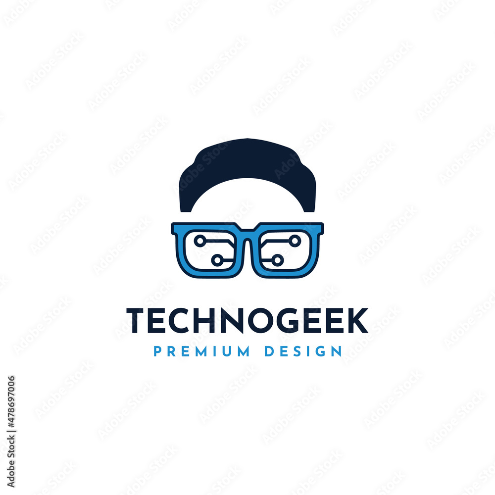 Techno Geek Man Logo Design Techno Geek Man Logo Design