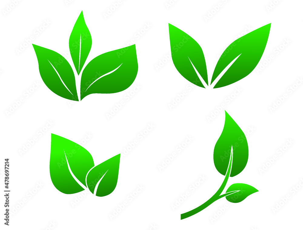 abstract green leaves set vector abstract green leaves set vector