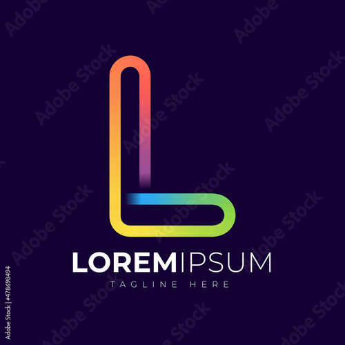 Letter l logo design template. Creative modern trendy l typography and colorful gradient.