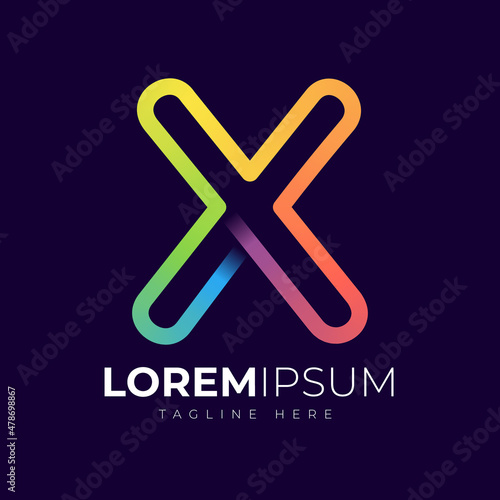 Letter x logo design template. Creative modern trendy x typography and colorful gradient.