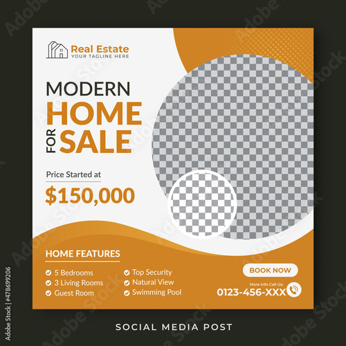 Modern home for sale social media post template