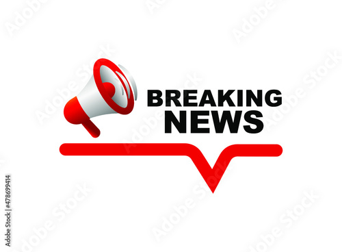 breaking news sign on white background	